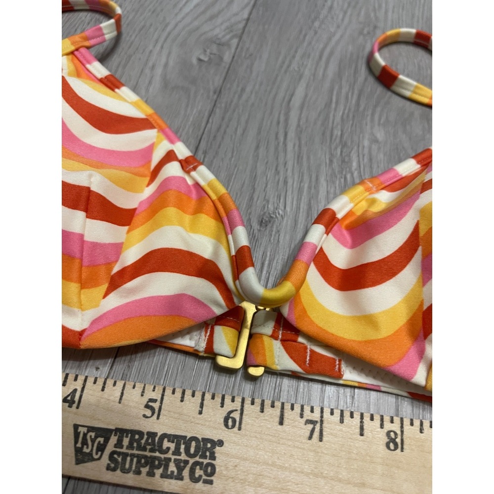 L Space Y2K Retro Swirl Print Bikini Top Pastel Orange Pink Adjustable Strap - Picture 8 of 12